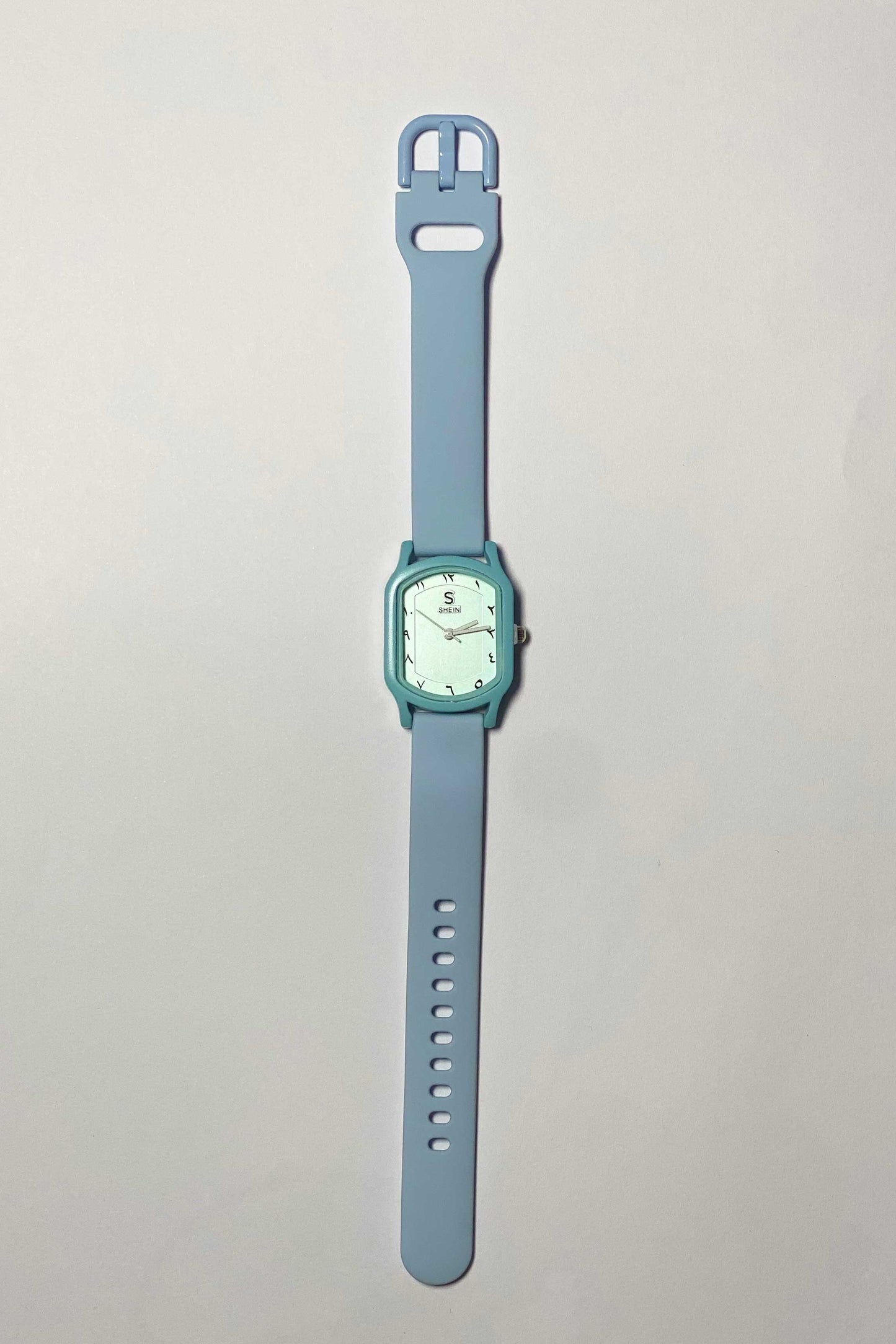 Dusty Blue Geometric Watch with Eastern Arabic Numerals