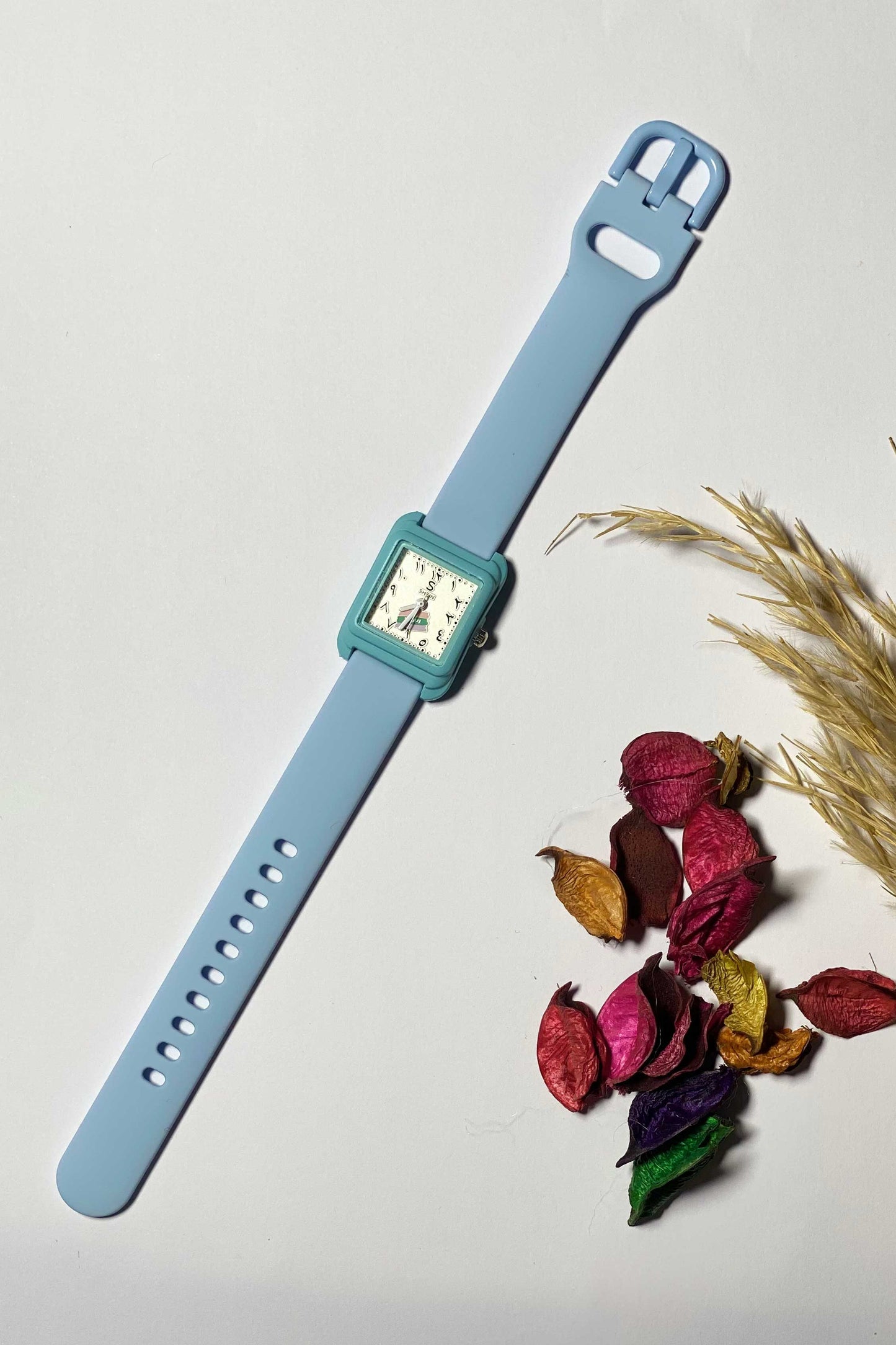 Two-Tone Blue & Teal Watch with Eastern Arabic Numerals
