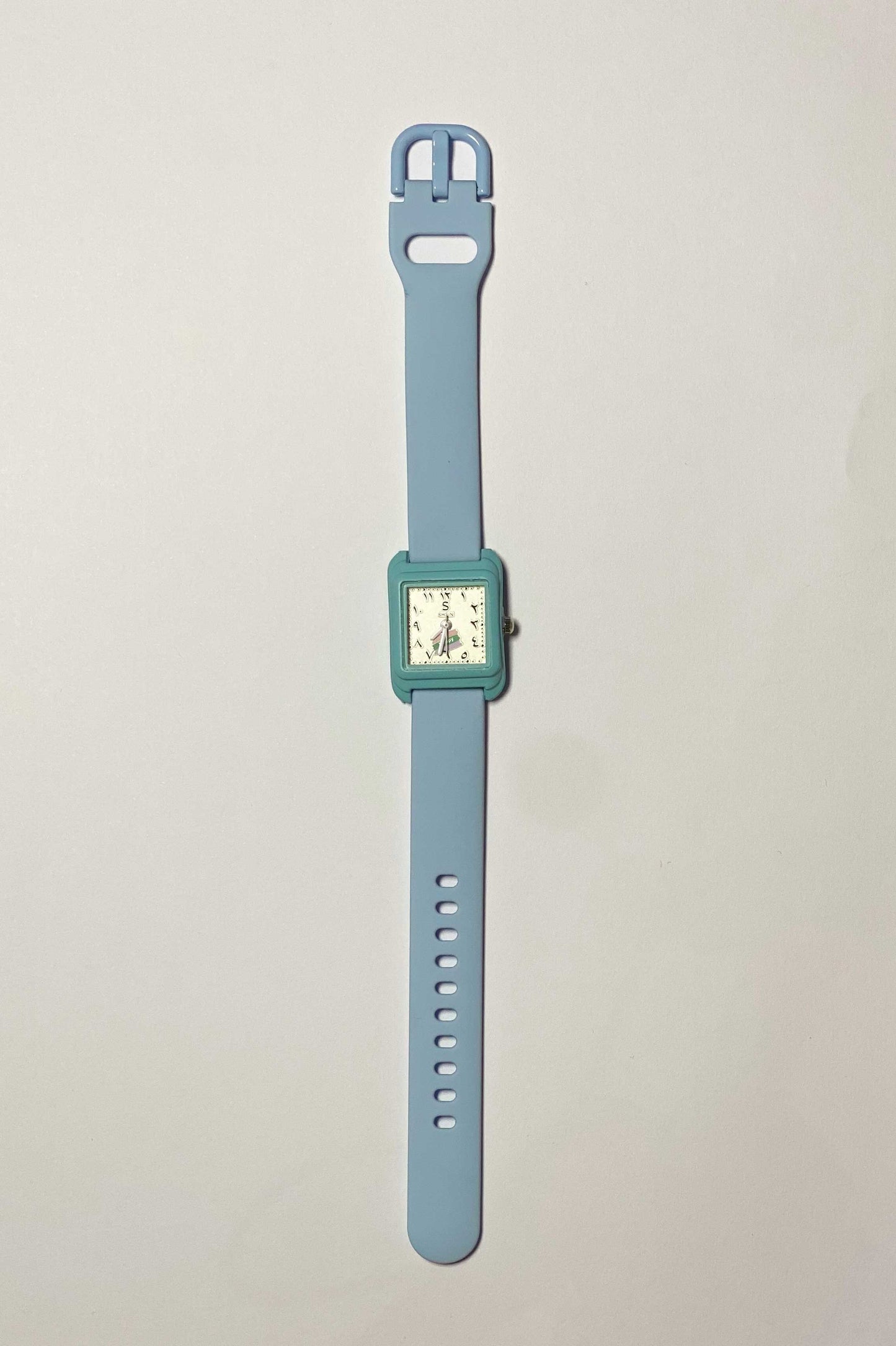 Two-Tone Blue & Teal Watch with Eastern Arabic Numerals