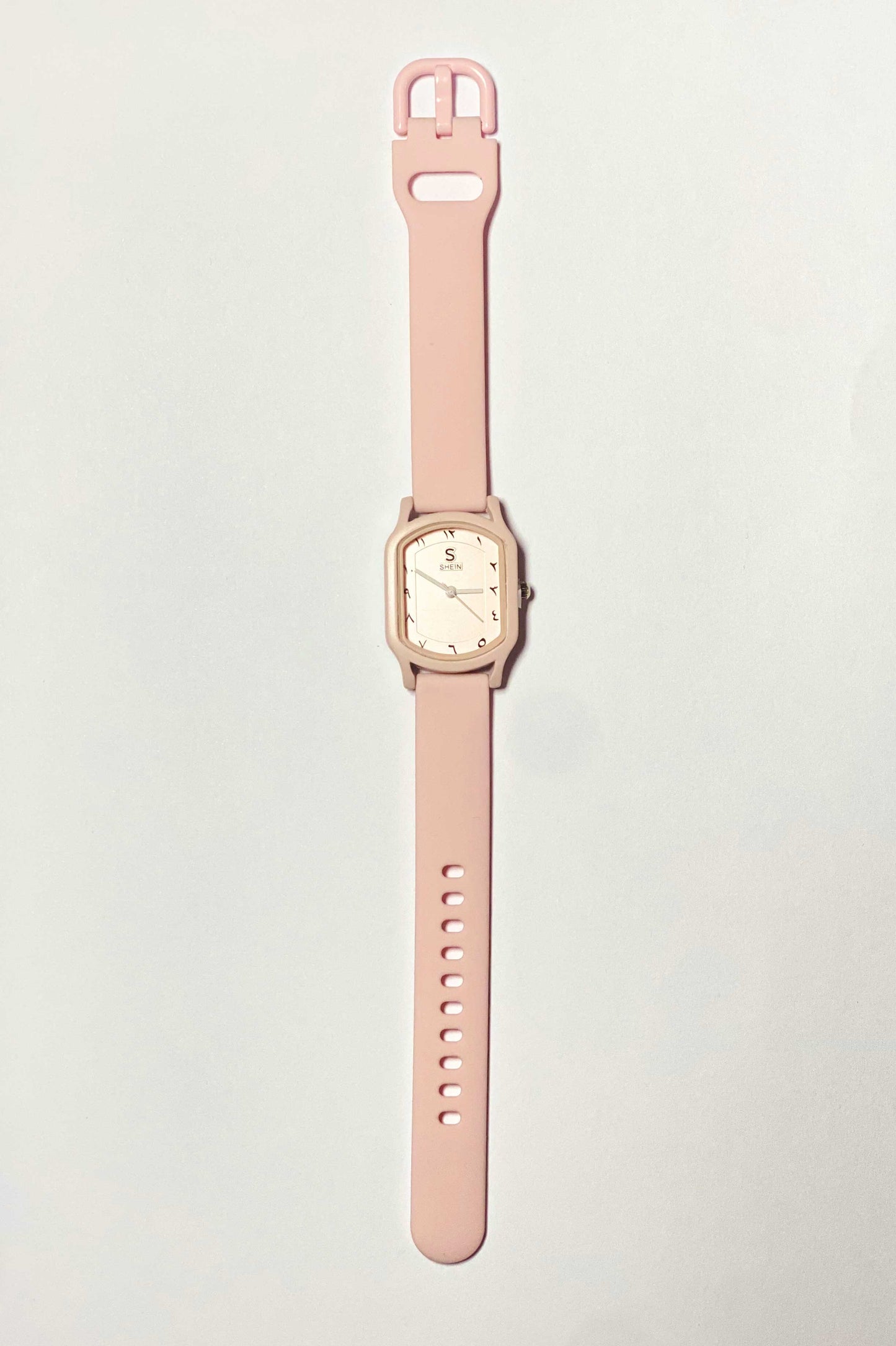 Blush Pink Geometric Watch with Eastern Arabic Numerals