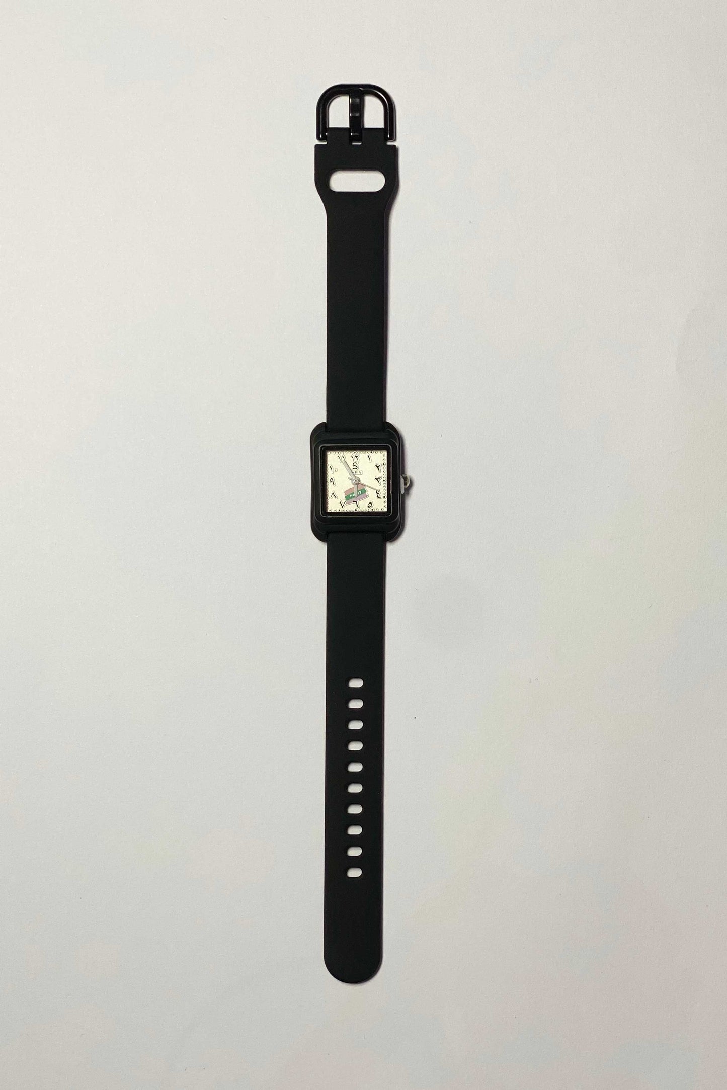 Black Square Watch with Eastern Arabic Numerals