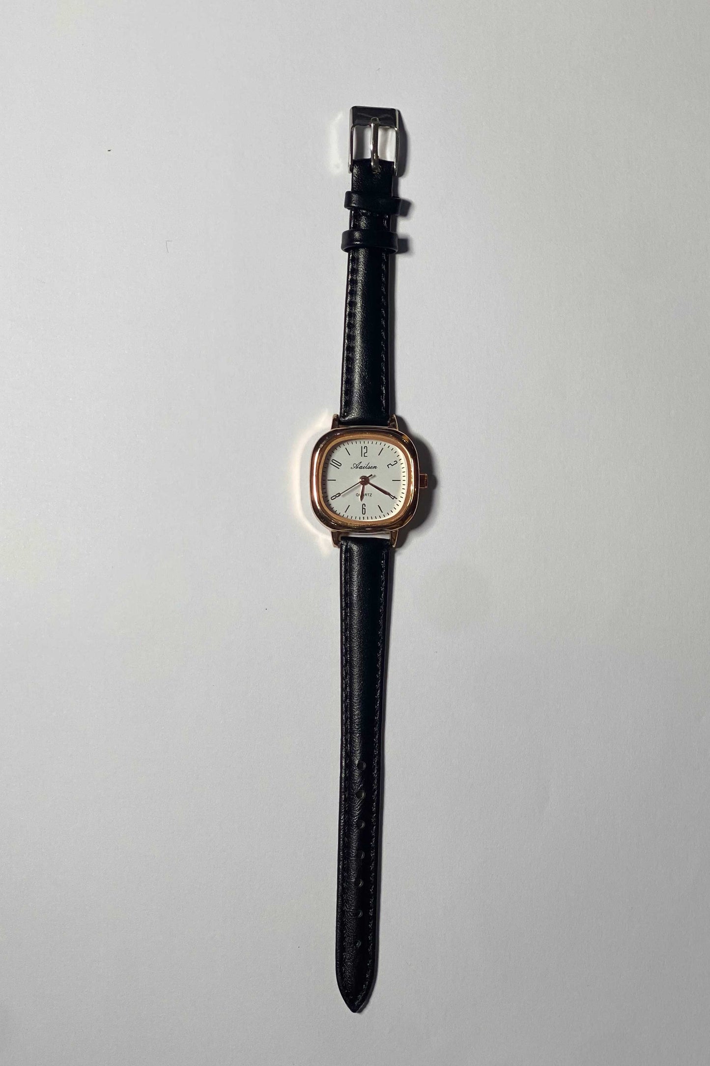 Classic Rose Gold & Black Leather-Strap Watch