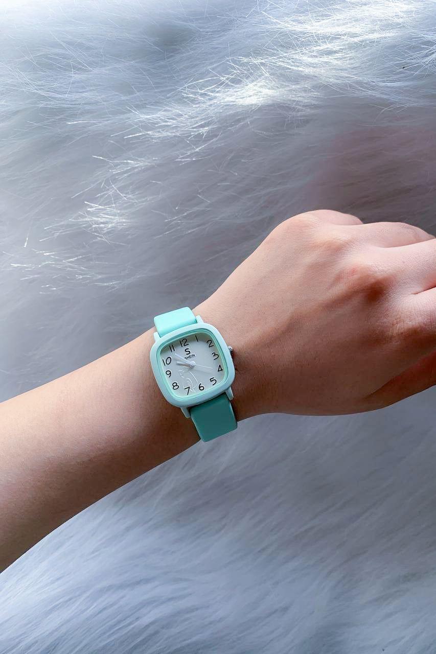 Minimalist Mint Green Square Watch