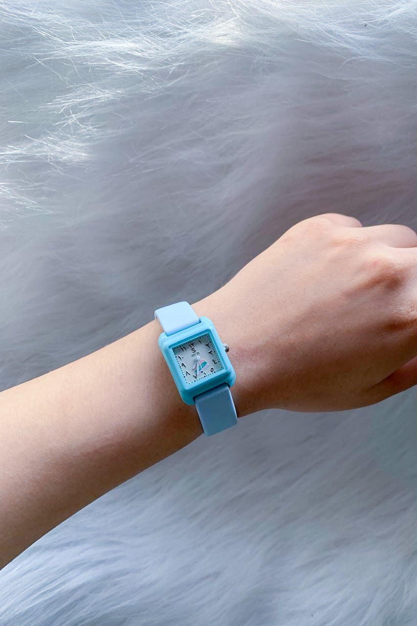 Two-Tone Blue & Teal Watch with Eastern Arabic Numerals