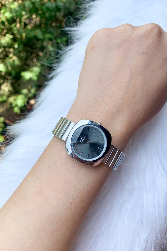 Modern Silver & Black Geometric Watch