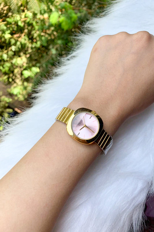 Vintage-Style Gold & Black Cushion Watch