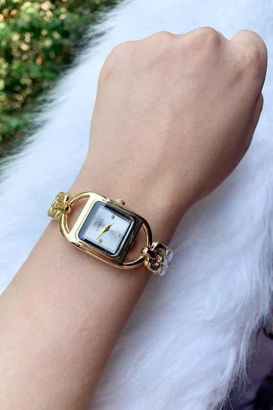 Gold-Tone Horsebit Link Bracelet Watch