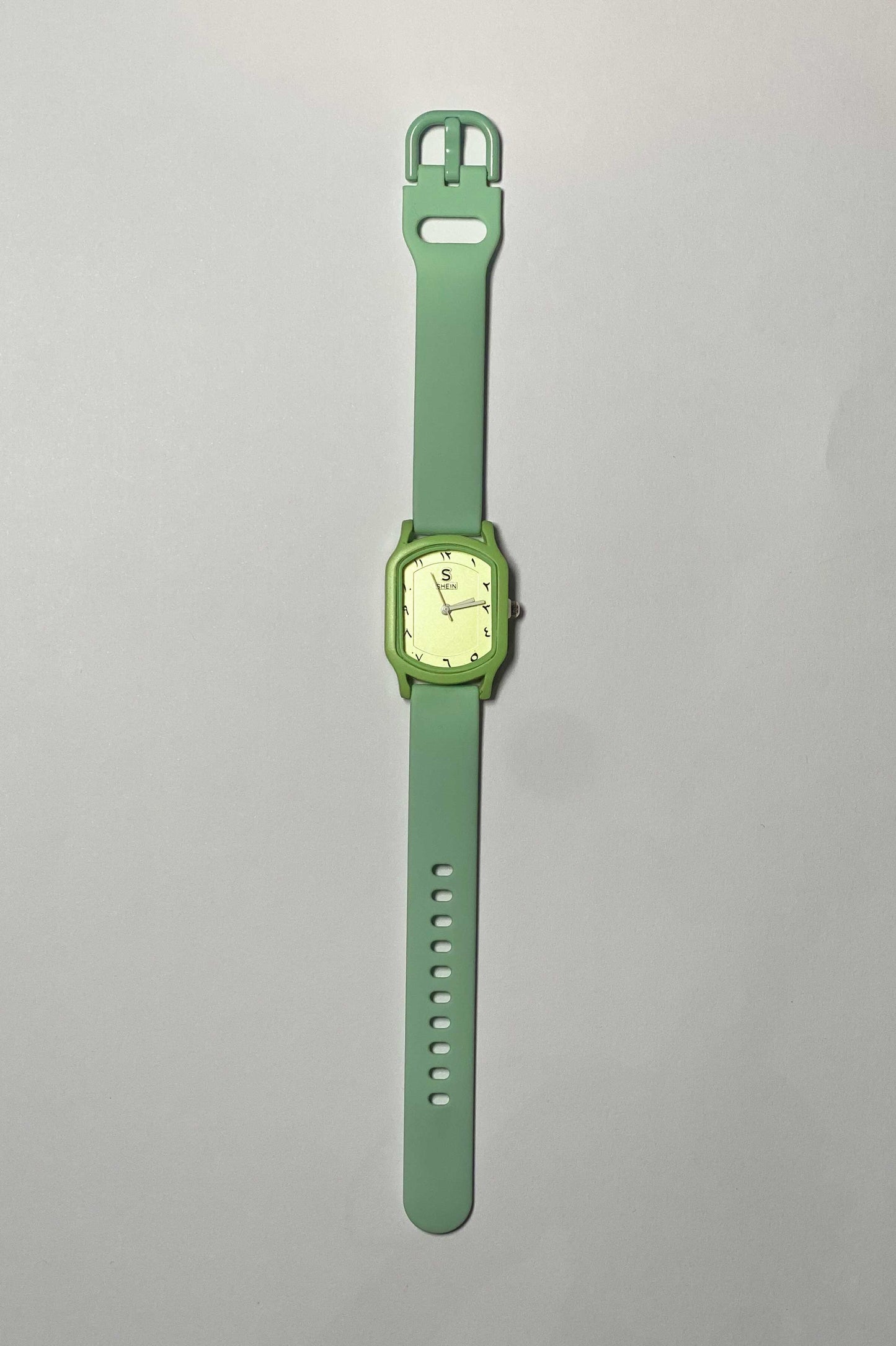 Mint Green Geometric Watch with Eastern Arabic Numerals