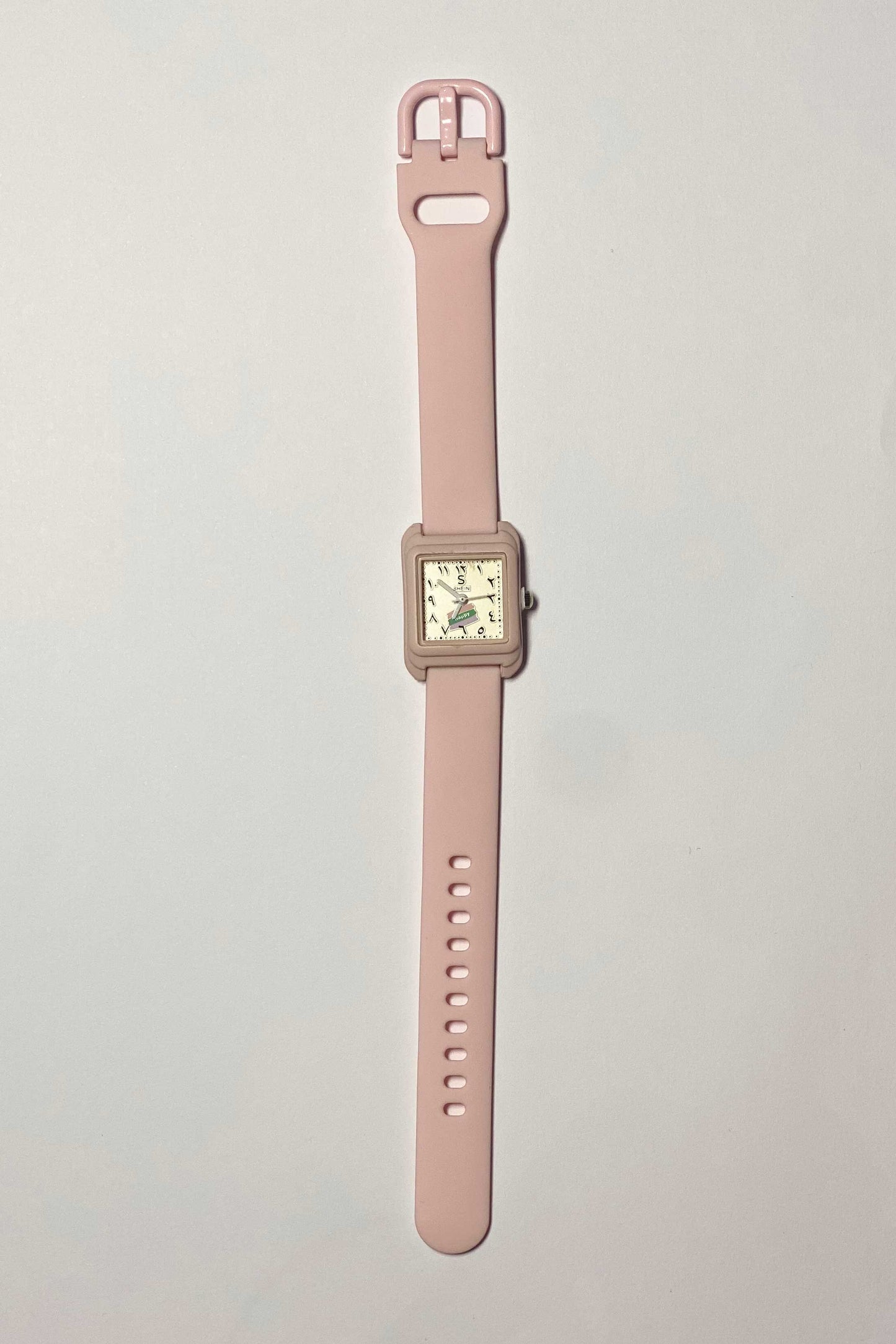 Blush Pink Square Watch with Eastern Arabic Numerals