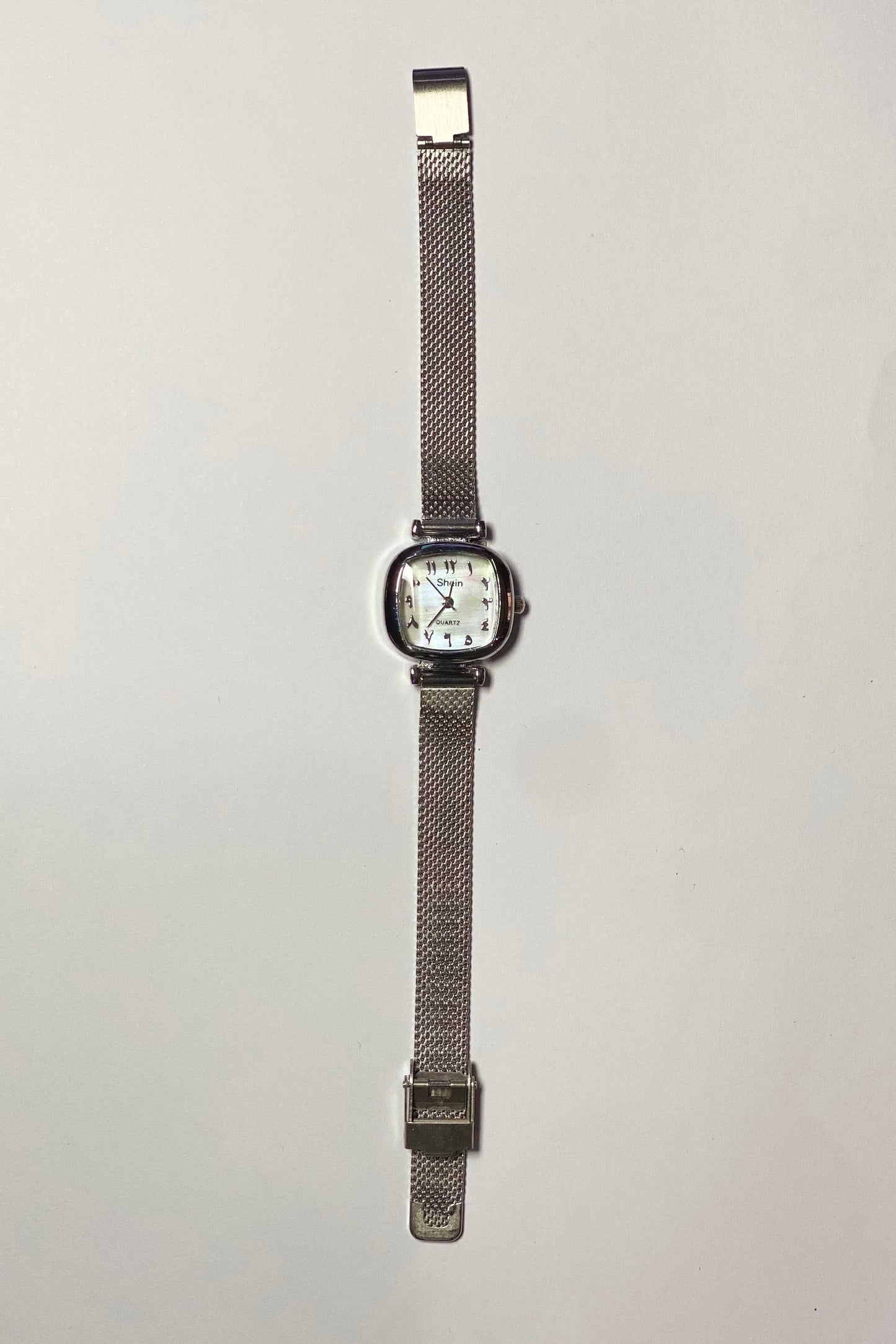Chic Silver Mesh Watch with Pearl Dial