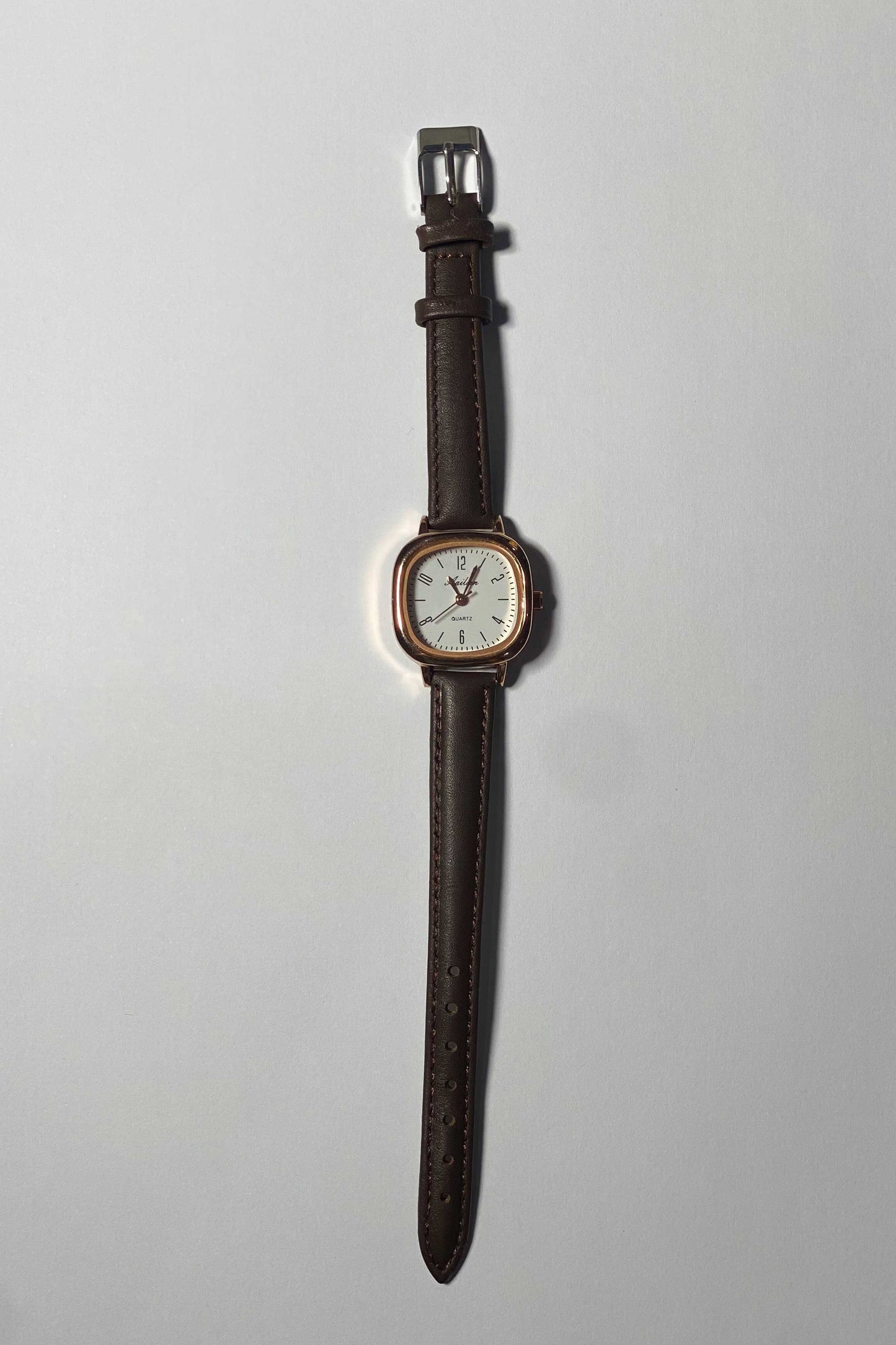 Classic Rose Gold & Brown Leather-Strap Watch
