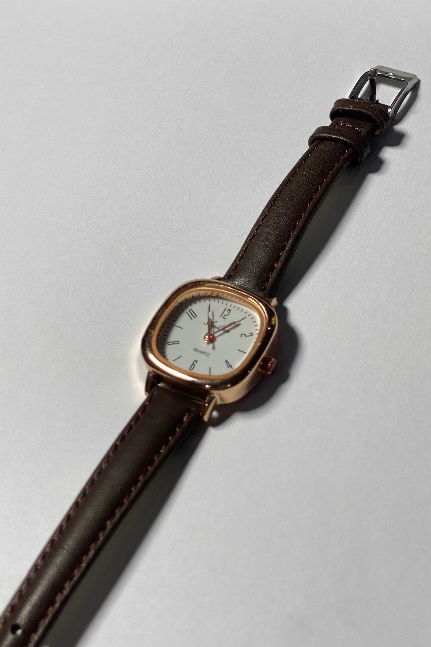 Classic Rose Gold & Brown Leather-Strap Watch
