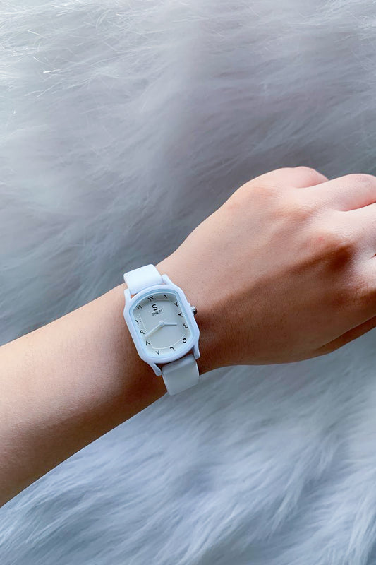 Modern White Watch with Eastern Arabic Numerals
