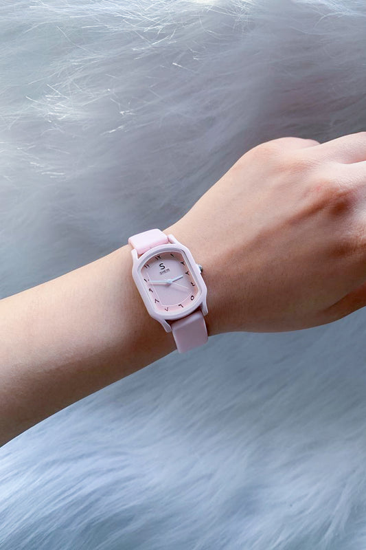 Blush Pink Geometric Watch with Eastern Arabic Numerals