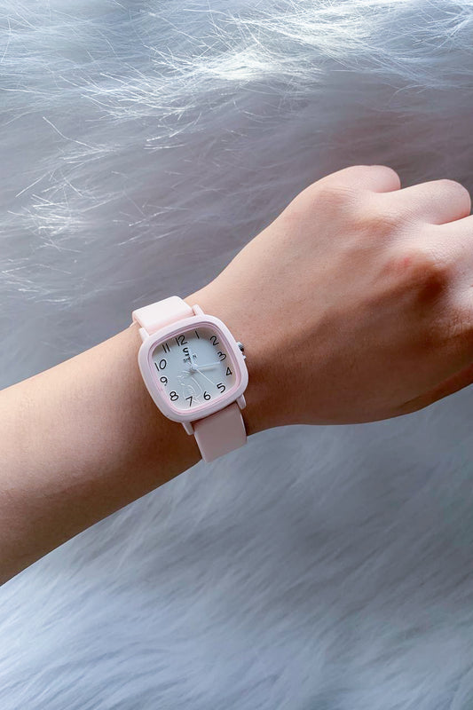 Minimalist Blush Pink Square Watch