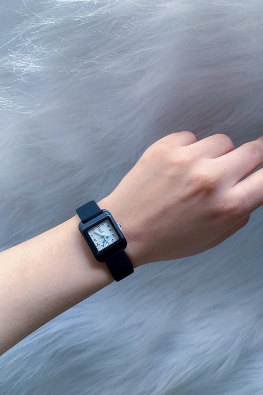 Black Square Watch with Eastern Arabic Numerals