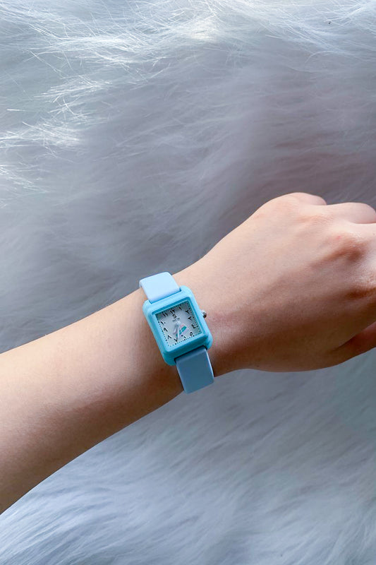 Two-Tone Blue & Teal Watch with Eastern Arabic Numerals